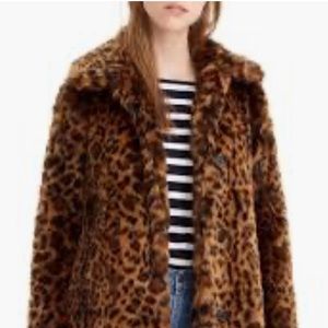 J crew faux fur leopard coat, new without tags